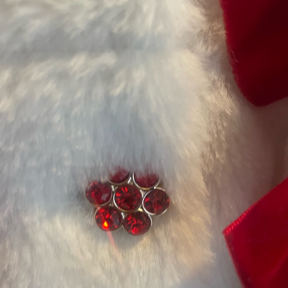 Blueberi Boulevard White Fuzzy Coat with Red Accents - Picture 4 of 13